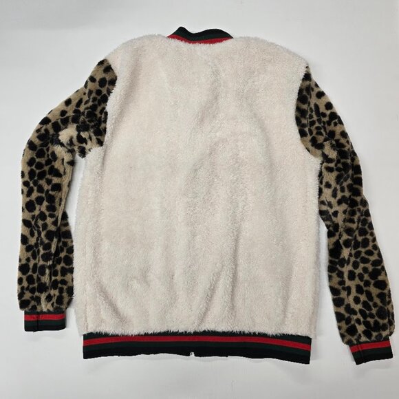 Gypsies & Moondust Ivory Leopard Print Faux Fur Teddy Bomber Jacket XS - Picture 3 of 6